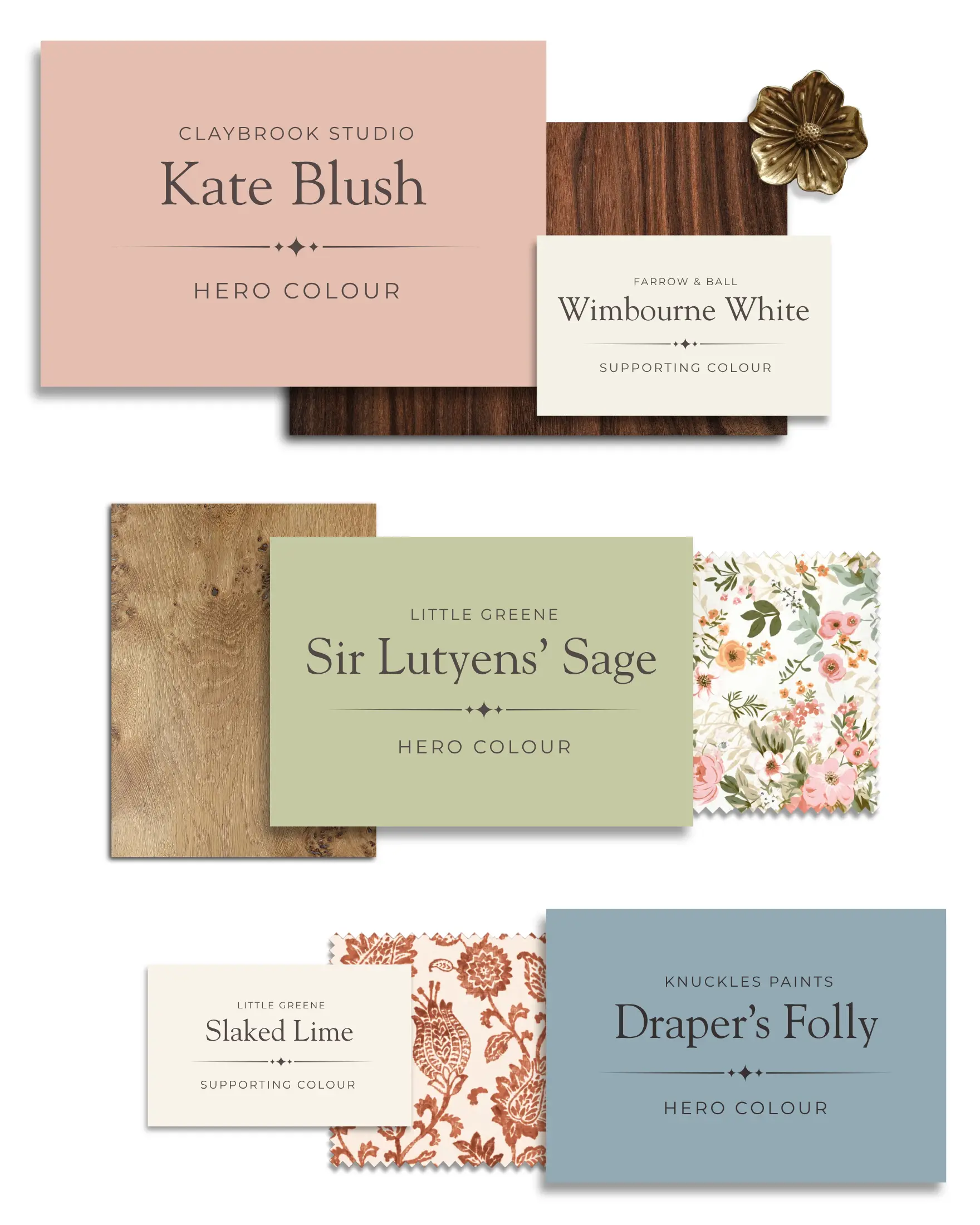 Three girl nursery paint ideas featuring plaster pink, soft pistachio green and powder blue, paired with warm wood tones, neutrals and patterned textiles.